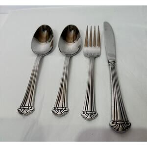 Oneida Baltimore 18/10 Stainless Flatware 4 Pcs 2 teaspoons, salad fork, knife